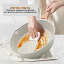 Сковорода антипригарная Bobikuke 28 см с крышкой алюминий цвет белый/бежевый