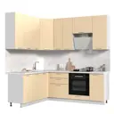 Кухонный гарнитур угловой Стендмебель Альфа 220x237x180 см ЛДСП цвет холст брюле