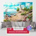 Фотообои флизелиновые Первое ателье 200x140 см Лодки и яхты у маяка pw70473-2