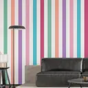 Обои флизелиновые Decoracion Разноцветные полоски 4x2.8 м малиновые бирюзовые сиреневые 7012904