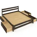 Кровать двуспальная Solarius Мишка сплошное основание 4 выкатных ящика 160x80x210 см сосна цвет венге