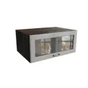 Навесной шкаф МС Ницца верхний горизонтальный со стеклом 80x35.80x57.40 см фасад серый МДФ каркас серый дуб ЛДСП Сурская Мебель