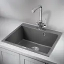 Мойка для кухни врезная Granula GR-6001 52x60 см глубина чаши 20 см кварц цвет темно-серый, графит