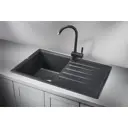 Мойка для кухни врезная Granula ST-7602 50x76 см глубина чаши 19 см кварц цвет черный матовый, черный мрамор