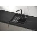 Мойка для кухни врезная с дозатором Granula KS-5002 51x50 см глубина чаши 24.5 см кварц цвет черный матовый/черный мрамор