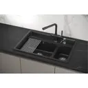 Мойка для кухни врезная с дозатором Granula KS-7302 51x73 см глубина чаши 24.5 см кварц цвет черный матовый/черный металлик