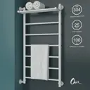 Полотенцесушитель водяной с полкой лесенка Onix Classic plus left 50x100 см 1/2" нержавеющая сталь цвет белый матовый