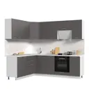 Кухонный гарнитур со столешницей Лён 2.6 см Стендмебель Катрин 240x217x60 см ЛДСП цвет белый/муссон