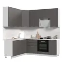 Кухонный гарнитур со столешницей Лён 2.6 см Стендмебель Катрин 220x237x60 см ЛДСП цвет белый/муссон