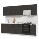 Кухонный гарнитур Стендмебель Пасаденна со столешницей Лен 280x217x60 см ЛДСП цвет угольный камень/белый