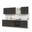 Кухонный гарнитур Стендмебель Пасаденна со столешницей Лен 300x217x60 см ЛДСП цвет угольный камень/белый