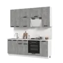 Кухонный гарнитур высокий Стендмебель Пасаденна Бийская сосна 220x237x60 см ЛДСП цвет ателье светлое/белый
