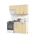 Кухонный гарнитур со столешницей Лён 3.8 см Стендмебель Модена 160x217x60 см ЛДСП цвет белый/дуб ваниль