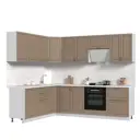 Кухонный гарнитур угловой Стендмебель Модена со столешницей 26 мм 260x217x200 см ЛДСП цвет белый/дуб кофе