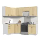 Кухонный гарнитур со столешницей Лён 2.6 см Стендмебель Модена 180x217x60 см ЛДСП цвет дуб ваниль/белый