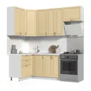 Кухонный гарнитур со столешницей Лён 2.6 см Стендмебель Модена 160x237x60 см ЛДСП цвет дуб ваниль/белый