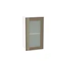 Навесной шкаф Василиса со стеклом 40x71.60x31.80 см фасад капучино МДФ каркас белый ЛДСП Kameol