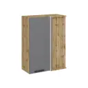 Угловой навесной шкаф Горный ледник 70x92x34.50 см фасад темно-серый МДФ каркас дуб вотан ЛДСП Kameol
