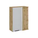 Угловой навесной шкаф Горный ледник 70x92x34.50 см фасад серый МДФ каркас дуб вотан ЛДСП Kameol