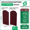 Штакетник Steelcraft Classic-3005-2-25 фигурный двусторонний 123x1800 мм винно-красный