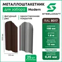 Штакетник Steelcraft Modern 8017-1-25 фигурный односторонний 108x1800 мм шоколадно-коричневый