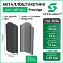 Штакетник Steelcraft Prestige -7024-1-25 фигурный односторонний 110x1800 мм графитовый серый