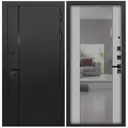 Входная дверь Дверипро L-45 205x86см левый цвет ясень грей/черный кварц с зеркалом