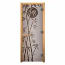 Дверь для сауны стеклянная серый матовый Везувий Бамбук осина 190x70см правый 3 петли 710