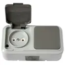 Блок выключатель с розеткой накладные Bylectrica Пралеска аква В-РЦ-653 (03) 1 клавиша без заземления цвет серый