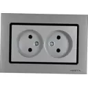Розетка двойная встраиваемая Vesta-electric Exclusive Silver Metallic FRZ00041021SER цвет серебристый