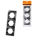 Рамка для розеток и выключателей Tdm electric Лама 3 поста вертикальная цвет серебро