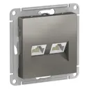Розетка компьютерная двойная Schneider Electric Atlas ATN000985 RJ45 цвет сталь
