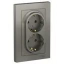 Розетка двойная Schneider Electric Atlas ATN000924 с заземлением цвет сталь