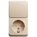 Розетка с выключателем накладная Systeme electric Этюд BPA16-201K с заземлением со шторками 1 клавиша цвет кремовый