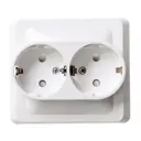 Розетка двойная встраиваемая Systeme electric Этюд PC16-008B с заземлением и шторками цвет белый 2 шт.