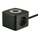 Удлинитель бытовой Uniel Standard UL-00011250 3x1.5 1.5 м 2 розетки с заземлением 3500 Вт с выключателем и ночником цвет черный