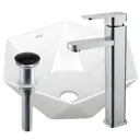 Раковина накладная Bauedge BAU Crystal BH1194 40 см со смесителем и выпуском цвет белый/серебристый/черный