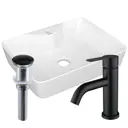 Раковина накладная Bauedge BAU BH1246 48 см со смесителем и выпуском цвет белый/черный матовый/черный