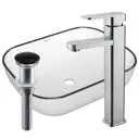 Раковина накладная Bauedge BAU Stil BH1134 50 см о смесителем и выпуском цвет белый/черный/серебристый