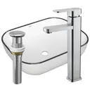 Раковина накладная Bauedge BAU Stil BH1135 50 см о смесителем и выпуском цвет белый/черный/серебристый/хром