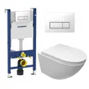 Комплект 3 в 1 инсталляция Geberit Duofix с подвесным унитазом Cerutti Spa Sella aria CT7183, кнопка белая 2