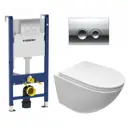 Комплект 3 в 1 инсталляция Geberit Duofix с подвесным унитазом Cerutti Spa Sella aria CT7183 кнопка хром Delta21