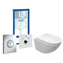 Комплект 3 в 1 инсталляция Grohe Rapid SL Подвесной безободковый унитаз Cerutti Spa Sella aria CT9529 кнопка хром 2