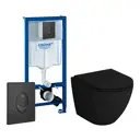 Комплект 3 в 1 инсталляция Grohe Rapid SL 38721BL1 с подвесным унитазом Grossman GR-4455BMS, кнопка черная матовая