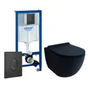 Комплект 3 в 1 инсталляция Grohe Rapid SL 38721BL1 с подвесным унитазом Esbano Garcia, кнопка черная матовая
