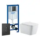 Комплект 3 в 1 инсталляция Grohe Rapid SL 38721BL1 с подвесным унитазом SinteSi BALTI, кнопка черная матовая