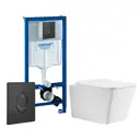 Комплект 3 в 1 инсталляция Grohe Rapid SL 38721BL1 с унитазом Azario Boca AZ-2002, кнопка черная матовая