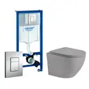 Комплект 3 в 1 инсталляция Grohe Rapid SL с подвесным унитазом Weltwasser WW Merzbach 004MT-GR кнопка хром
