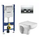 Комплект 3 в 1 инсталляция Geberit Duofix с унитазом WeltWasser Kehlbach кнопка хром Delta21 402569
