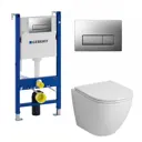 Комплект 3 в 1 инсталляция Geberit Duofix UP100 с подвесным унитазом Grossman GR-4455S, кнопка хром матовый